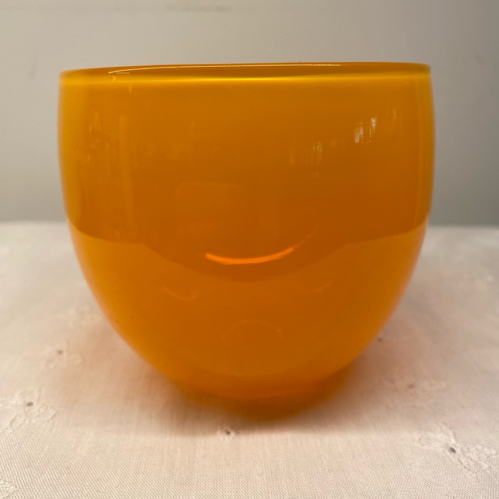 Glassybaby Tangerine Mimosa drinking glass.